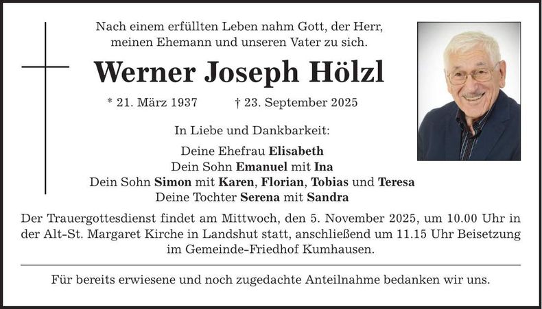Traueranzeige Werner Hölzl