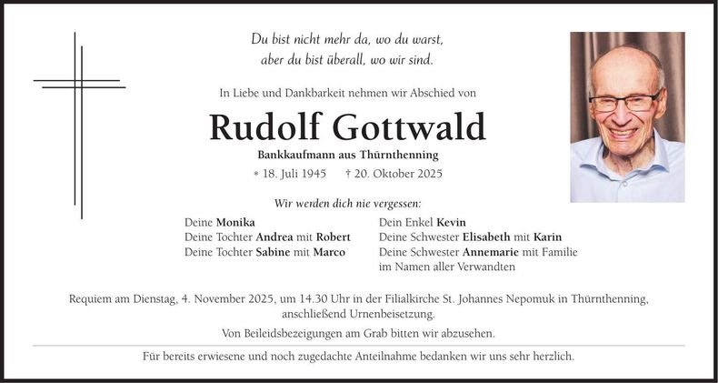 Traueranzeige Rudolf Gottwald