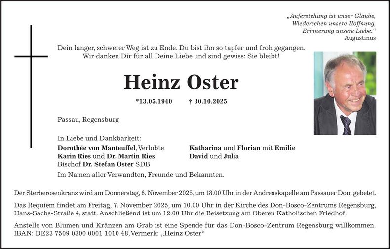 Traueranzeige Heinz Oster