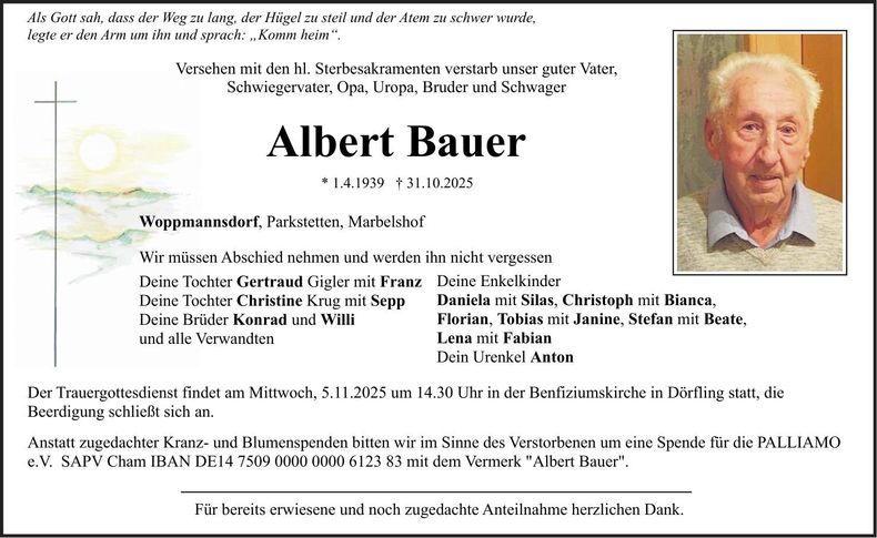 Traueranzeige Albert Bauer