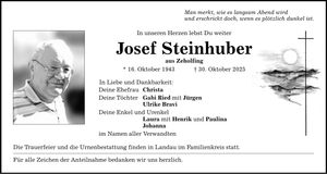 Traueranzeige Josef Steinhuber