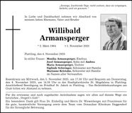 Traueranzeige Willibald Armansperger