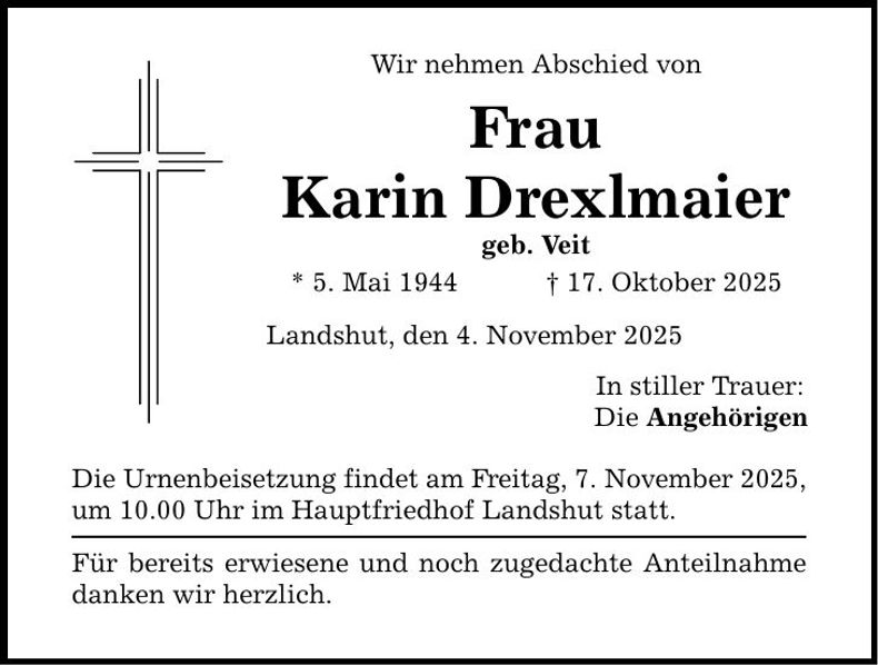 Traueranzeige Karin Drexlmaier