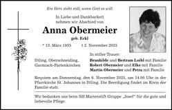 Traueranzeige Anna Obermeier