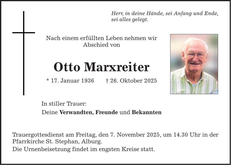 Traueranzeige Otto Marxreiter