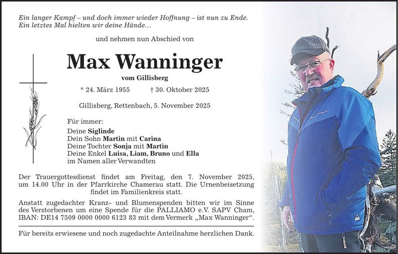 Traueranzeige Max Wanninger
