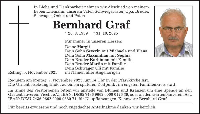 Traueranzeige Bernhard Graf