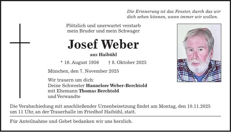 Traueranzeige Josef Weber