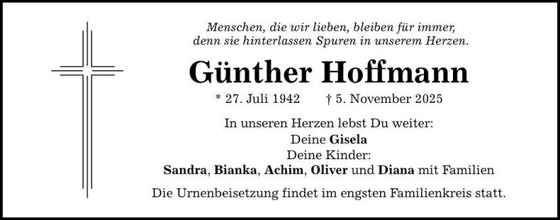 Traueranzeige Günther Hoffmann