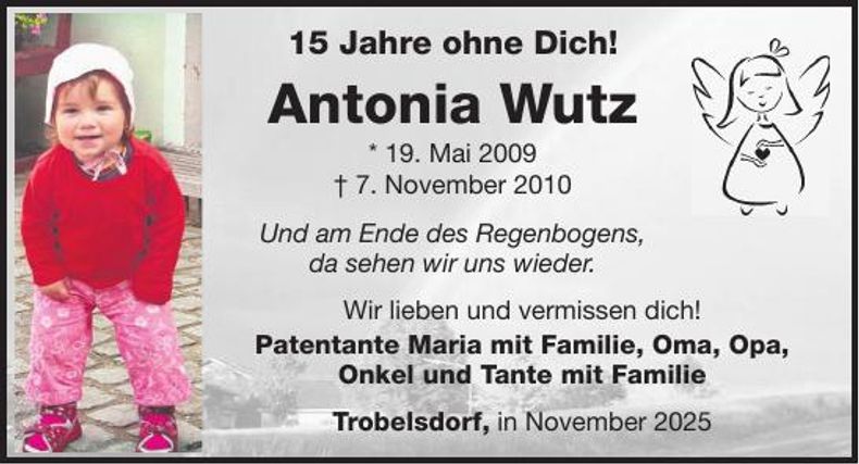 Traueranzeige Antonia Wutz