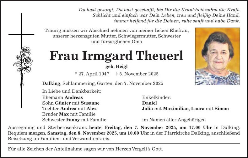 Traueranzeige Irmgard Theuerl