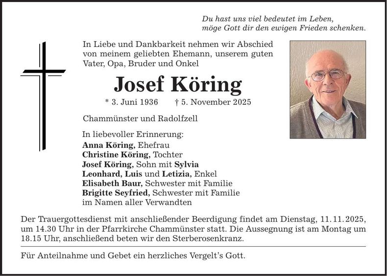 Traueranzeige Josef Köring