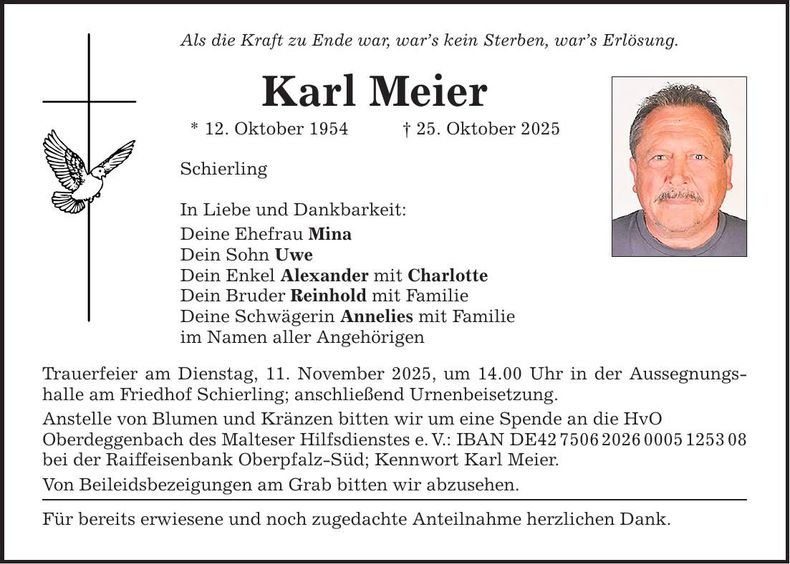 Traueranzeige Karl Meier