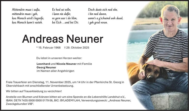 Traueranzeige Andreas Neuner