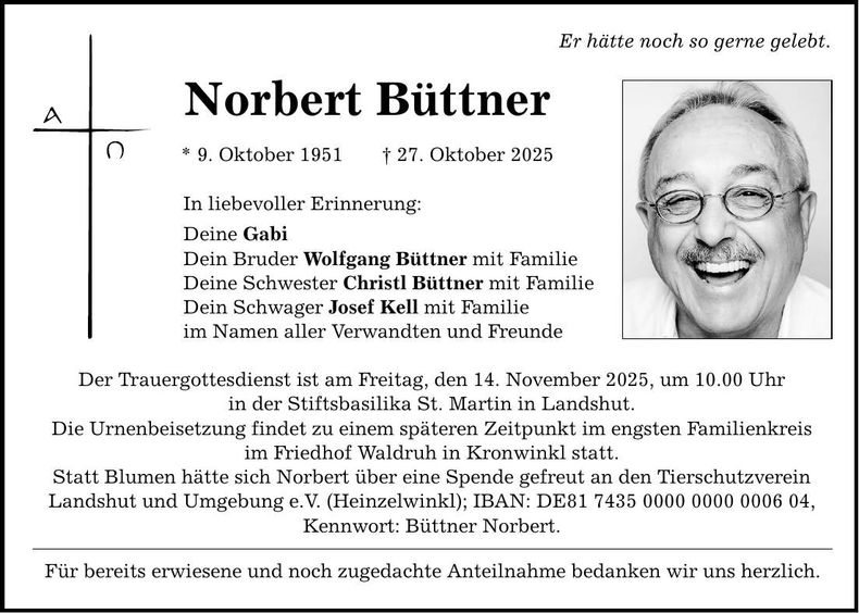 Traueranzeige Norbert Büttner