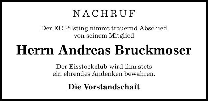 Traueranzeige Andreas Bruckmoser