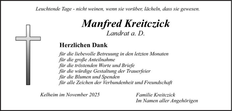 Traueranzeige Manfred Kreitczick