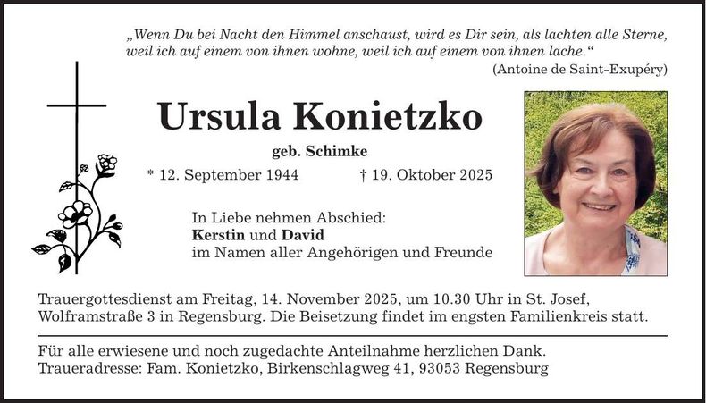 Traueranzeige Ursula Konietzko