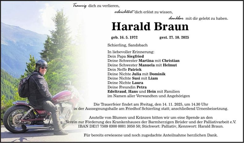 Traueranzeige Harald Braun
