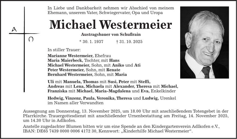 Traueranzeige Michael Westermeier