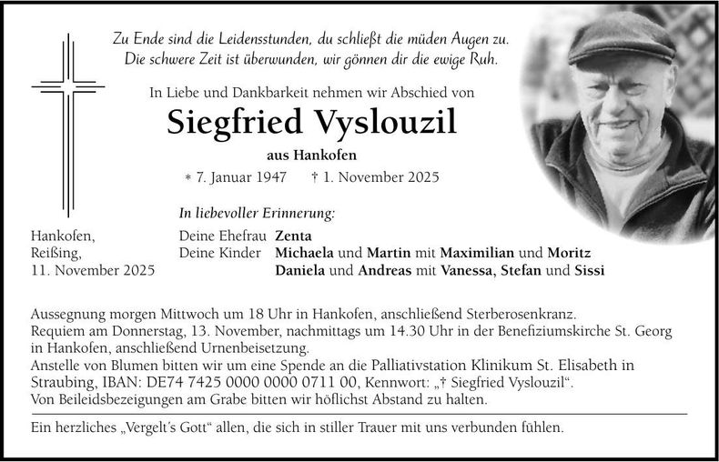 Traueranzeige Siegried Vyslouzil