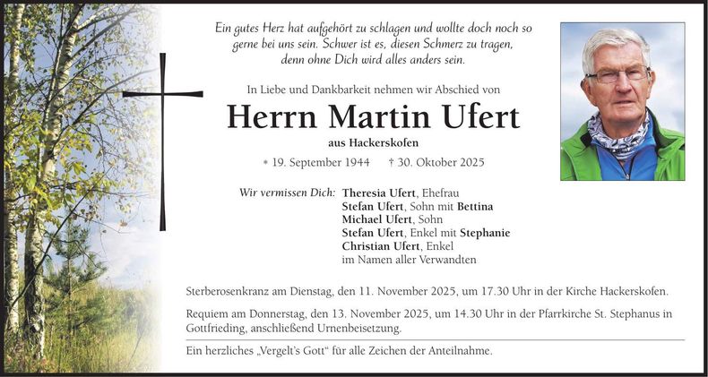 Traueranzeige Martin Ufert