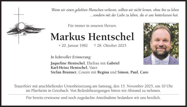 Traueranzeige Markus Hentschel