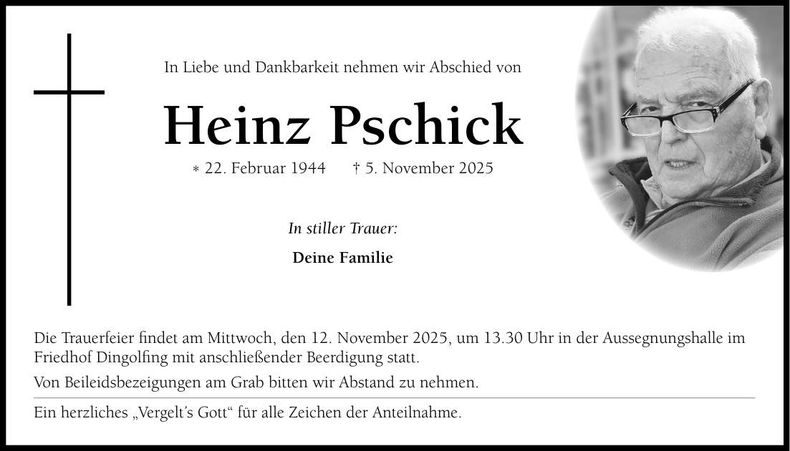 Traueranzeige Heinz Pschick