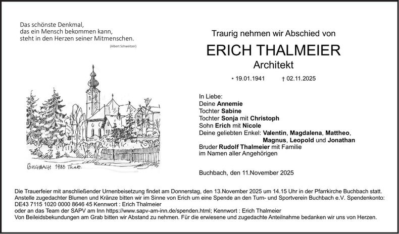 Traueranzeige Erich Thalmeier