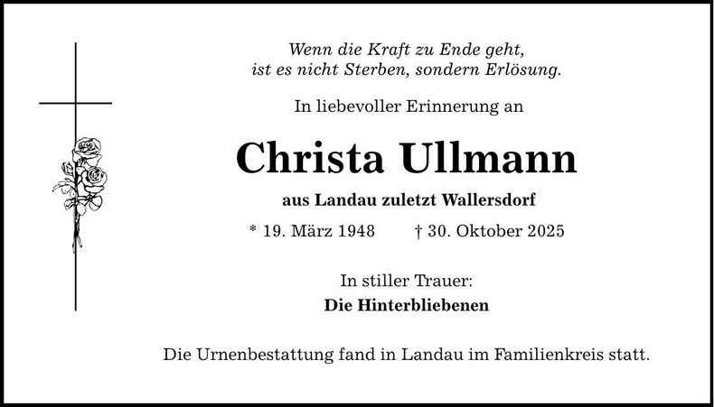 Traueranzeige Christa Ullmann