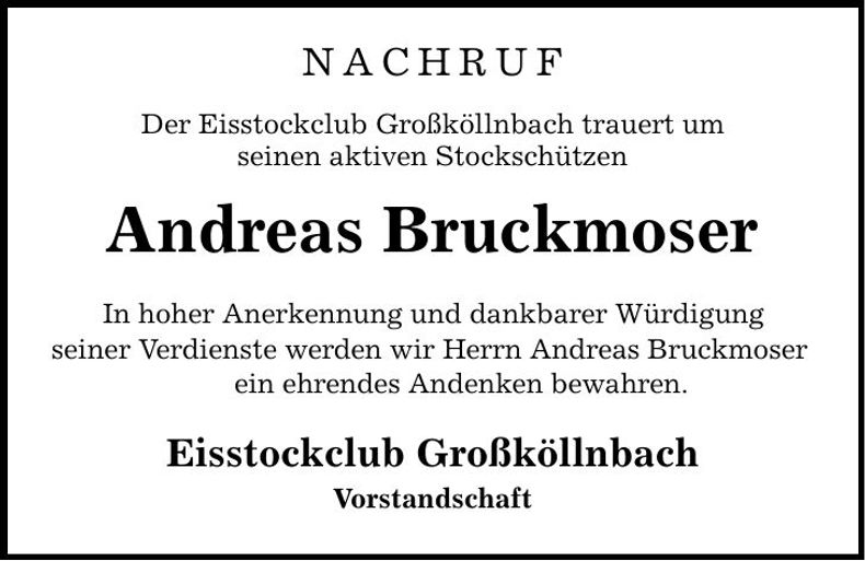 Traueranzeige Andreas Bruckmoser