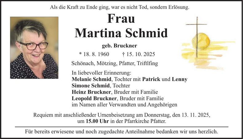 Traueranzeige Martina Schmid