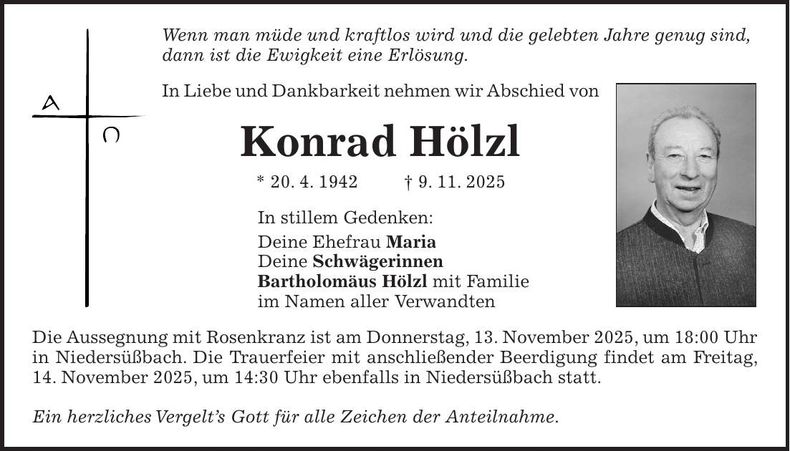 Traueranzeige Konrad Hölzl