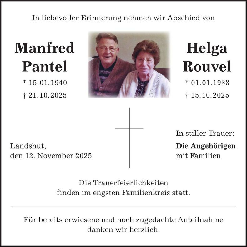 Traueranzeige Pantel Marnfred Rouvel Helga