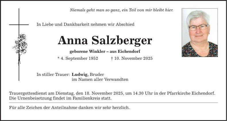 Traueranzeige Anna Salzberger