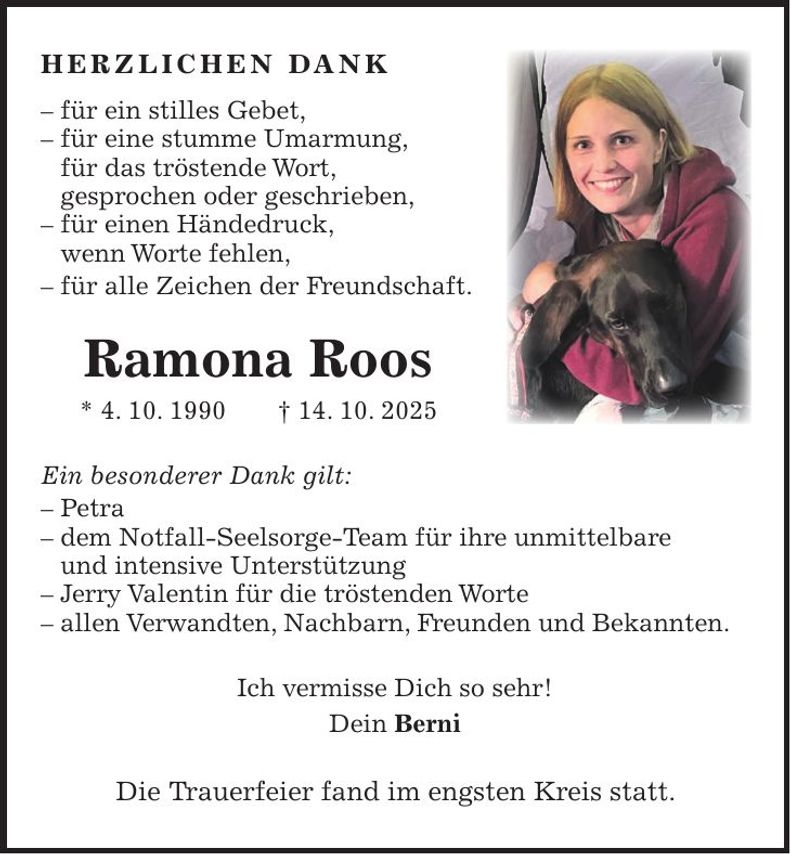 Traueranzeige Ramona Roos