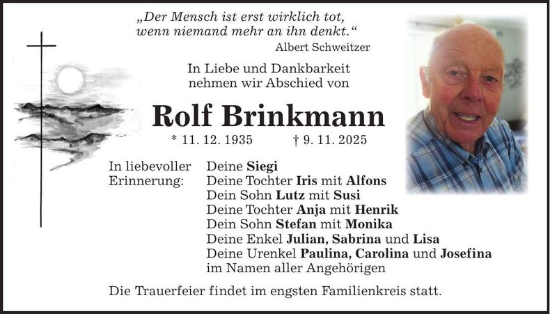 Traueranzeige Rolf Brinkmann