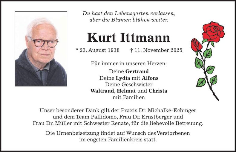 Traueranzeige Kurt Ittmann