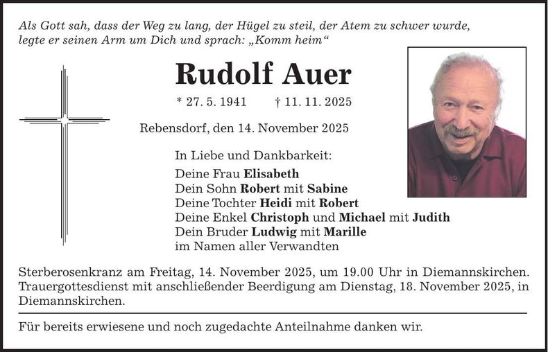Traueranzeige Rudolf Auer