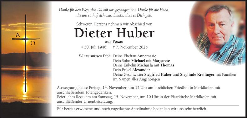 Traueranzeige Dieter Huber