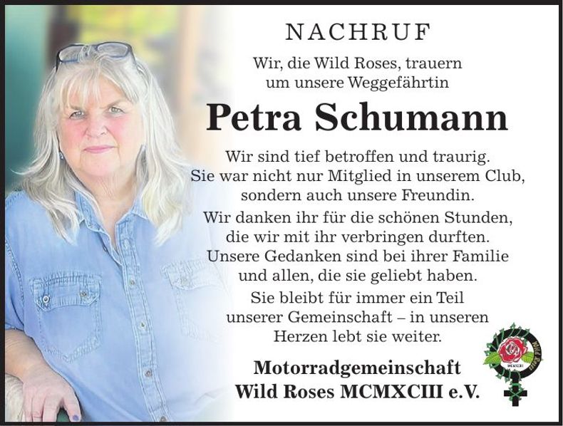 Traueranzeige Petra Schumann