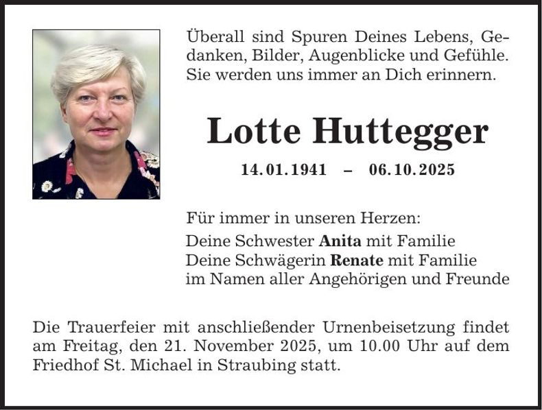 Traueranzeige Lotte Huttegger