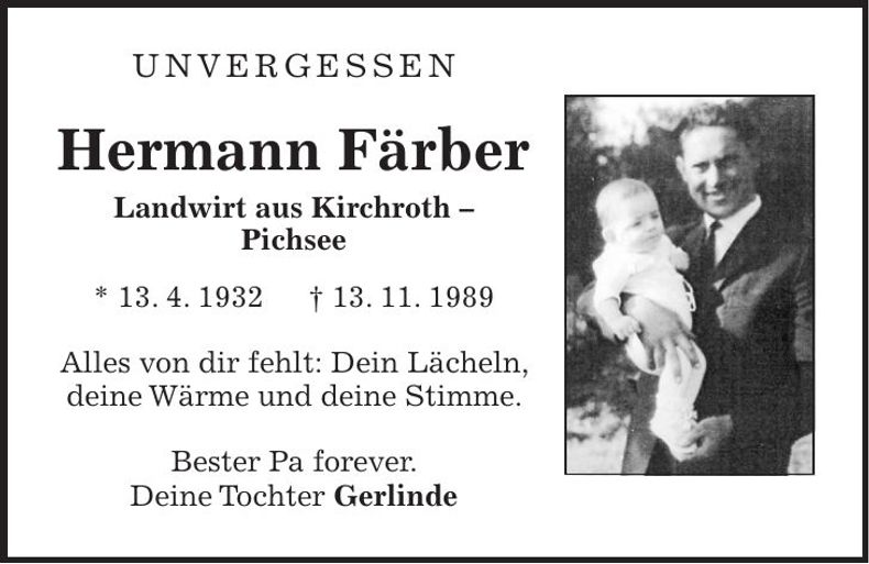 Traueranzeige Hermann Färber