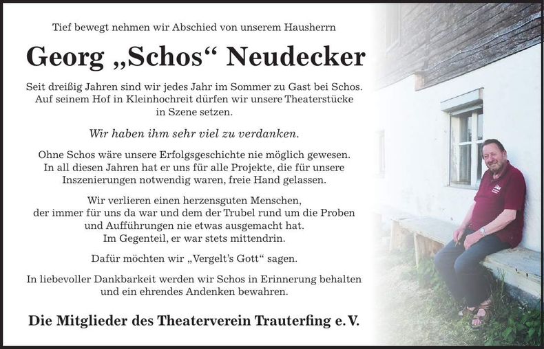 Traueranzeige Georg Neudecker