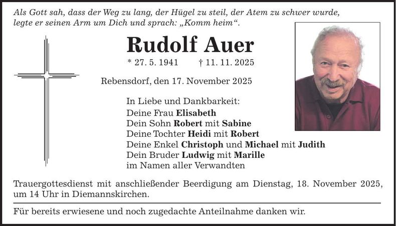 Traueranzeige Rudolf Auer