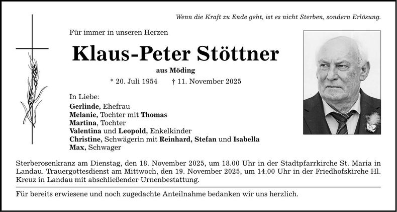 Traueranzeige Klaus-Peter Stöttner