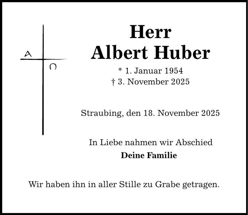 Traueranzeige Albert Huber