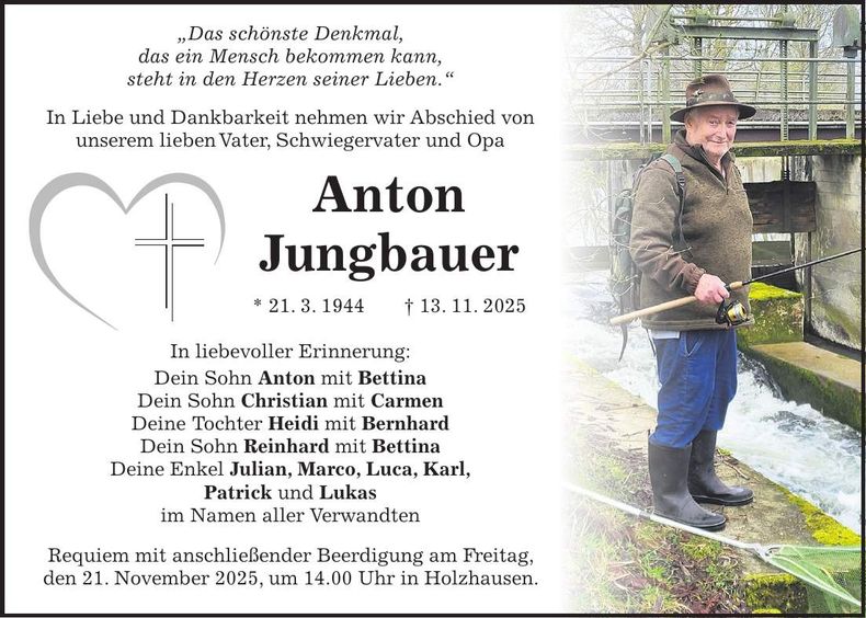 Traueranzeige Anton Jungbauer