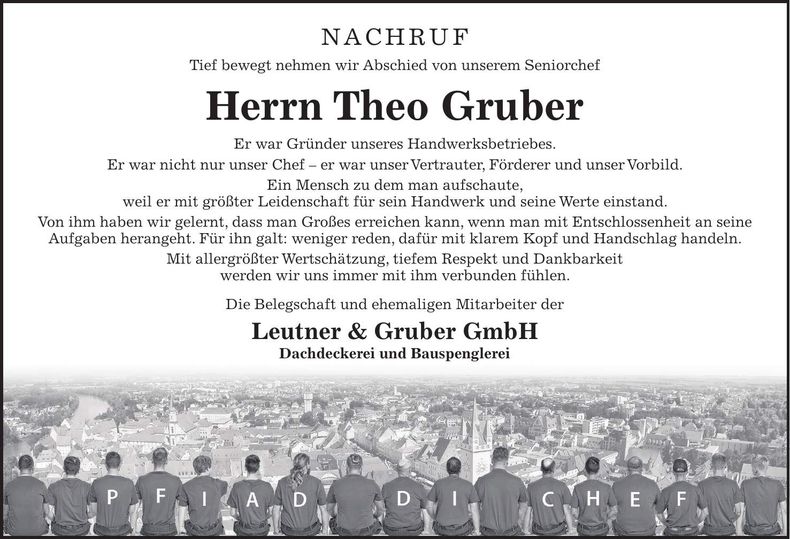 Traueranzeige Theo Gruber