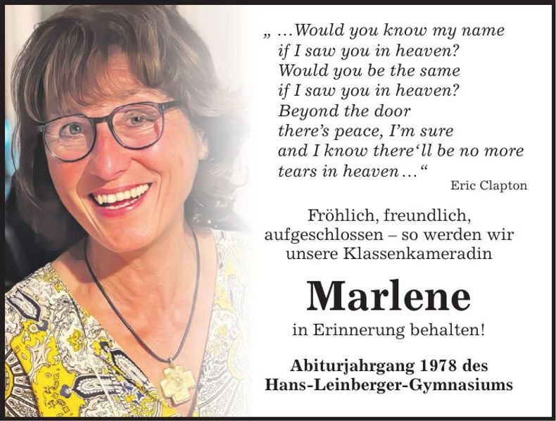 Traueranzeige Marlene Rösner
